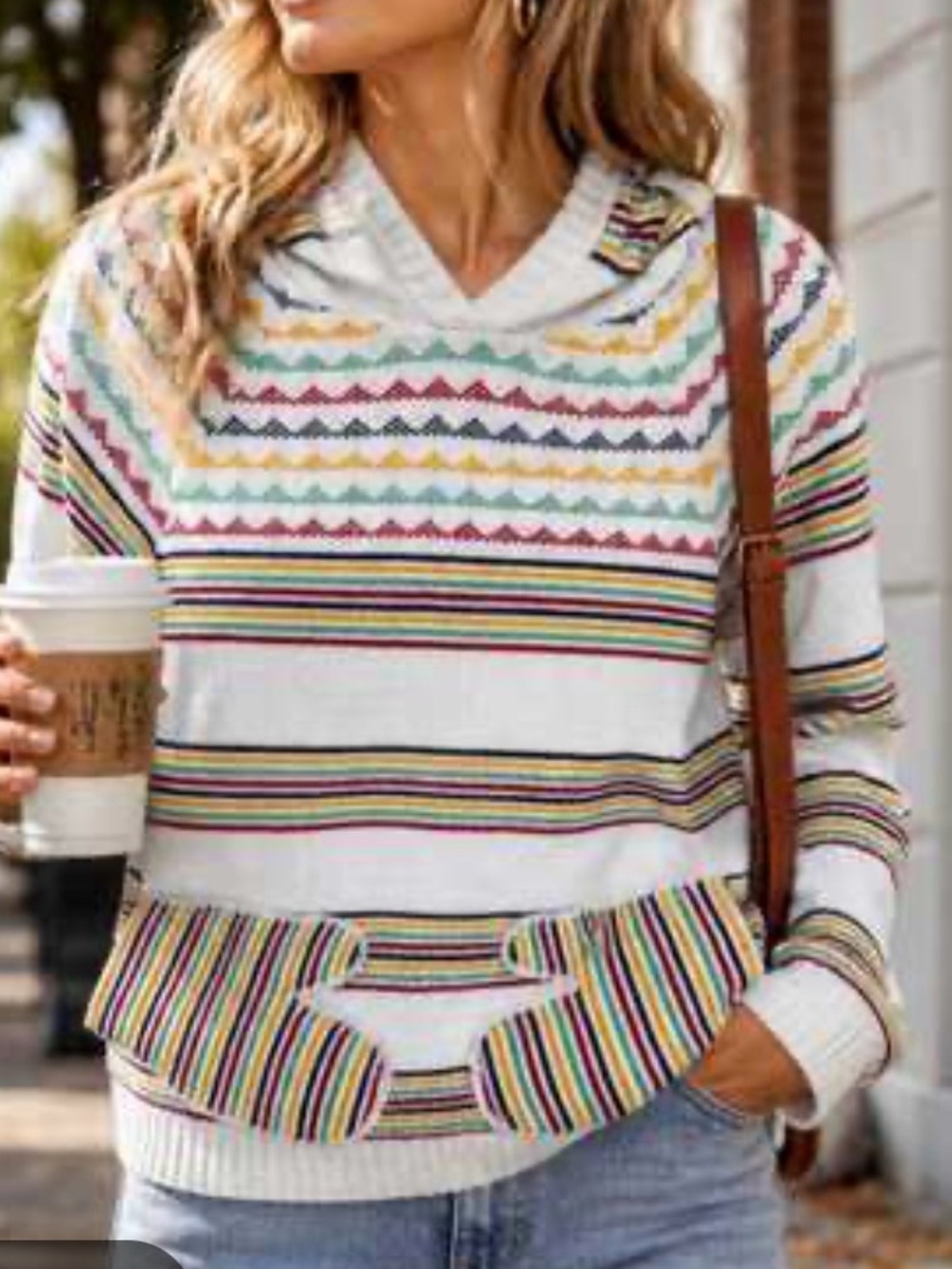 ModCloth Smitten Mitten Rainbow Striped Hooded Sweater